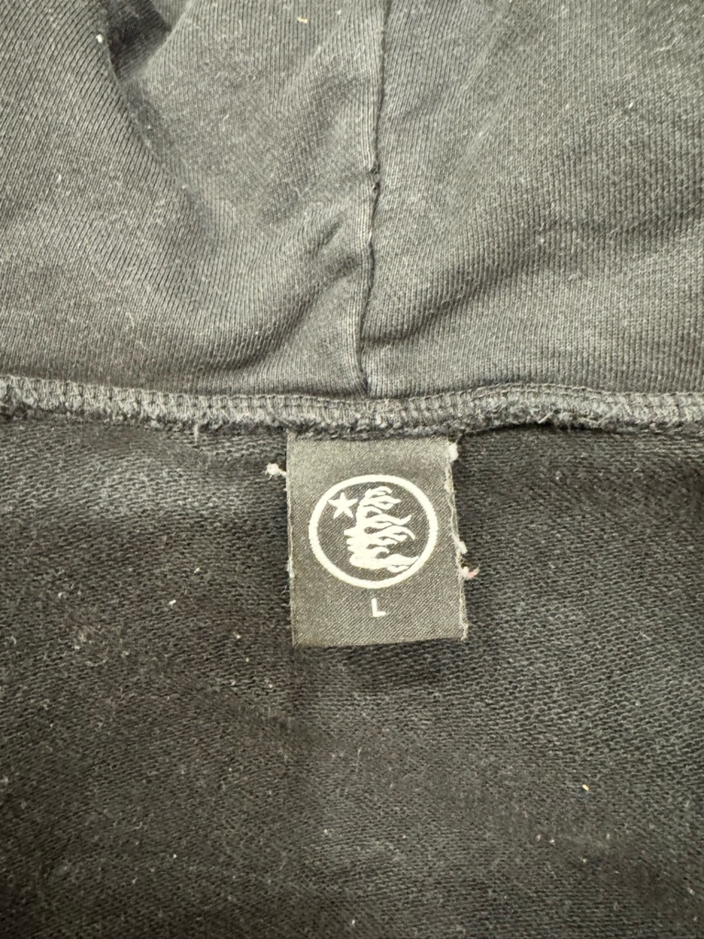 Hellstar Records Tour flame-print hoodie in faded black. - Picture 9 of 9